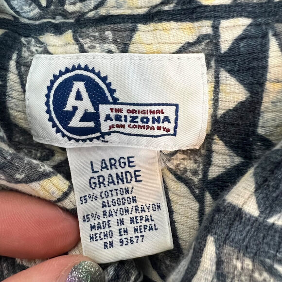 VTG Arizona Jean Co Shirt Mens Large Blue Hawaiian Tropical Button Front Coastal - Picture 4 of 12